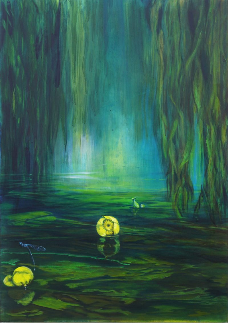 Waldsee, 2020, / Acryl a. L. / 140*100 cm © Gabriele Riedel