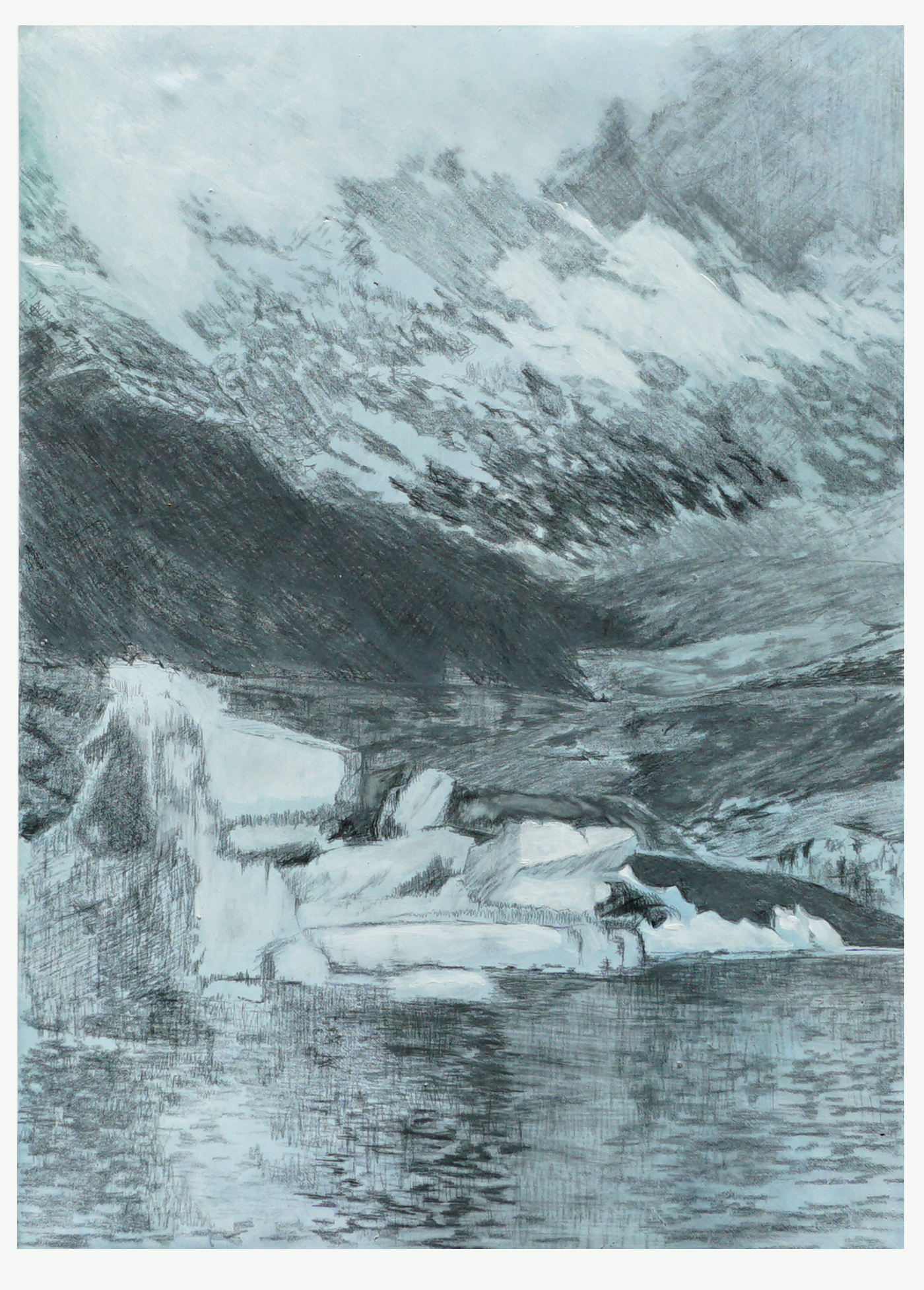 Glaciares Perito Moreno, Patagonia, Bleistift auf Papier, 42*30 cm © Gabriele Riedel Art 2023