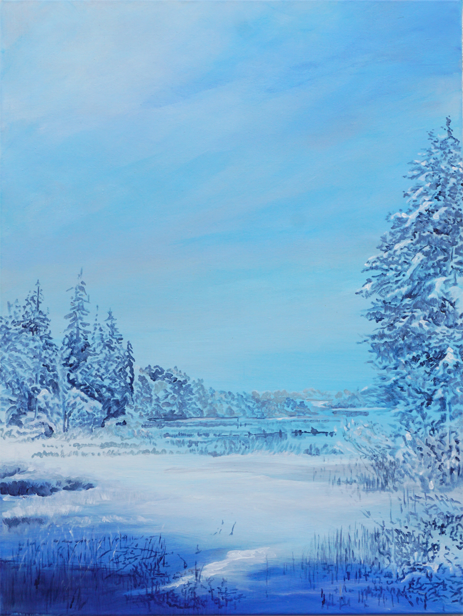 Ostersee im Winter, 2024, Acryl a. L., 80*60 cm © Gabriele Riedel