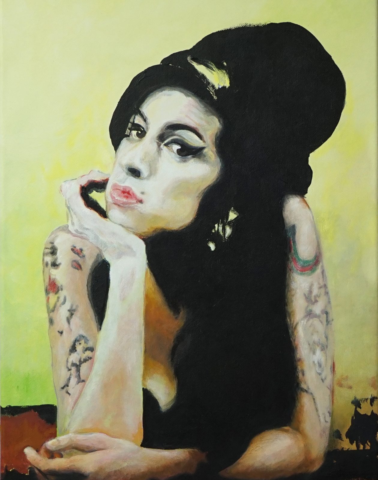 Amy Whinehouse, Portrait 40*60 cm, Acryl auf Leinwand, 2024 © Gabriele Riedel