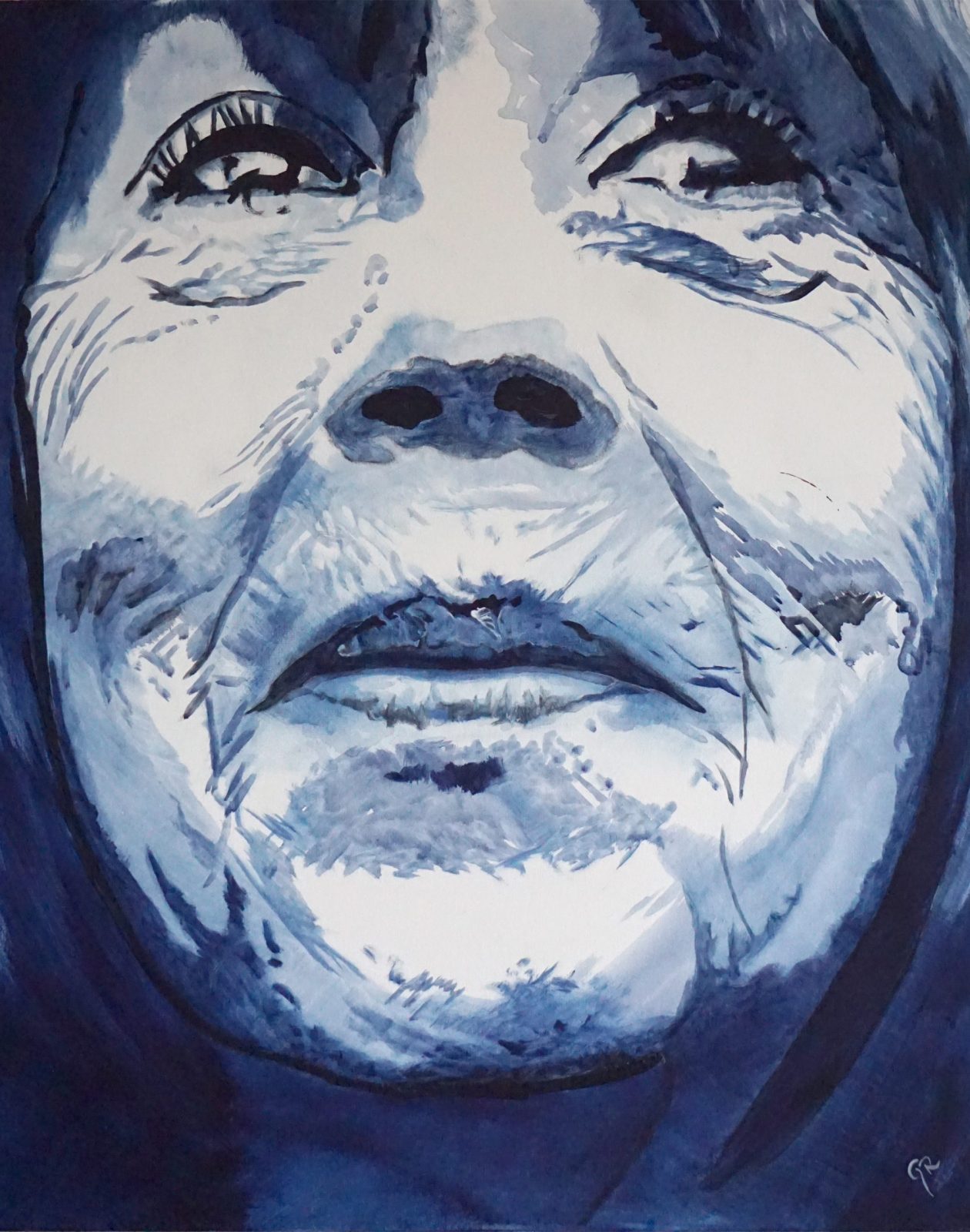 Gisèle Pelicot nach der Urteilsverkündung im Prozess gegen ihren Exmann. Acrylbild