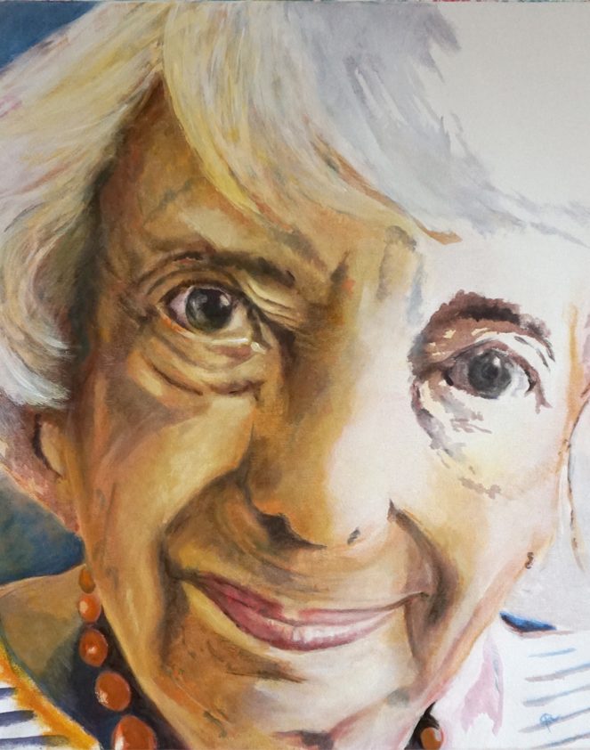 Margot Friedländer, Zeitzeugin des Holocaust, Acrylmalerei., 60*50 cm © Gabriele Riedel