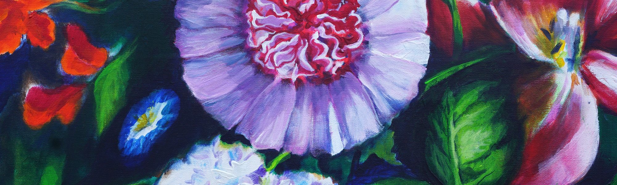 Hommage an Rachel Ruysch, Acrylmalerei., 80*80 cm, 2025 © Gabriele Riedel Art, https://gabriele-riedel-art.de