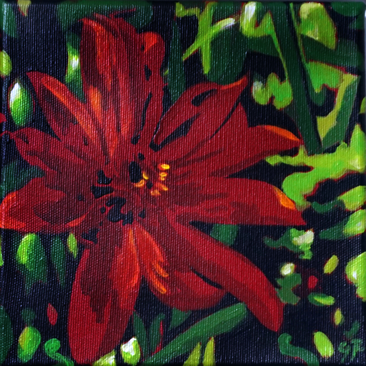 Dahlie, Acrylmalerei auf Leinwand, 20*20 cm, copyright Gabriele Riedel, 2025